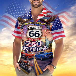 Celebrate 100 Years of Road Route 66 and America 250th Anniversary Custom Car Photo Hawaiian Shirt CH07 910378