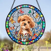 Custom Dog Photo With Flower Memorial Stained Glass Suncatcher, Pet Loss Gift HO82 894318