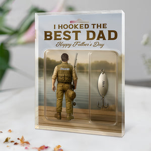 Personalized Hooked the Best Dad Ever Family Fishing Fun Acrylic Block Plaque LM32 893455