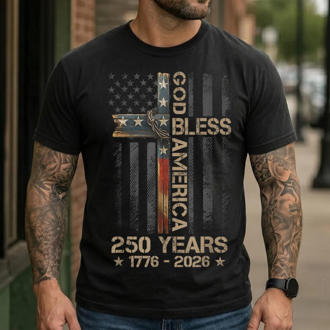 God Bless America Comfort Colors Shirt 250 Years 1776 2026 Christian USA Flag Shirt CH07 911932