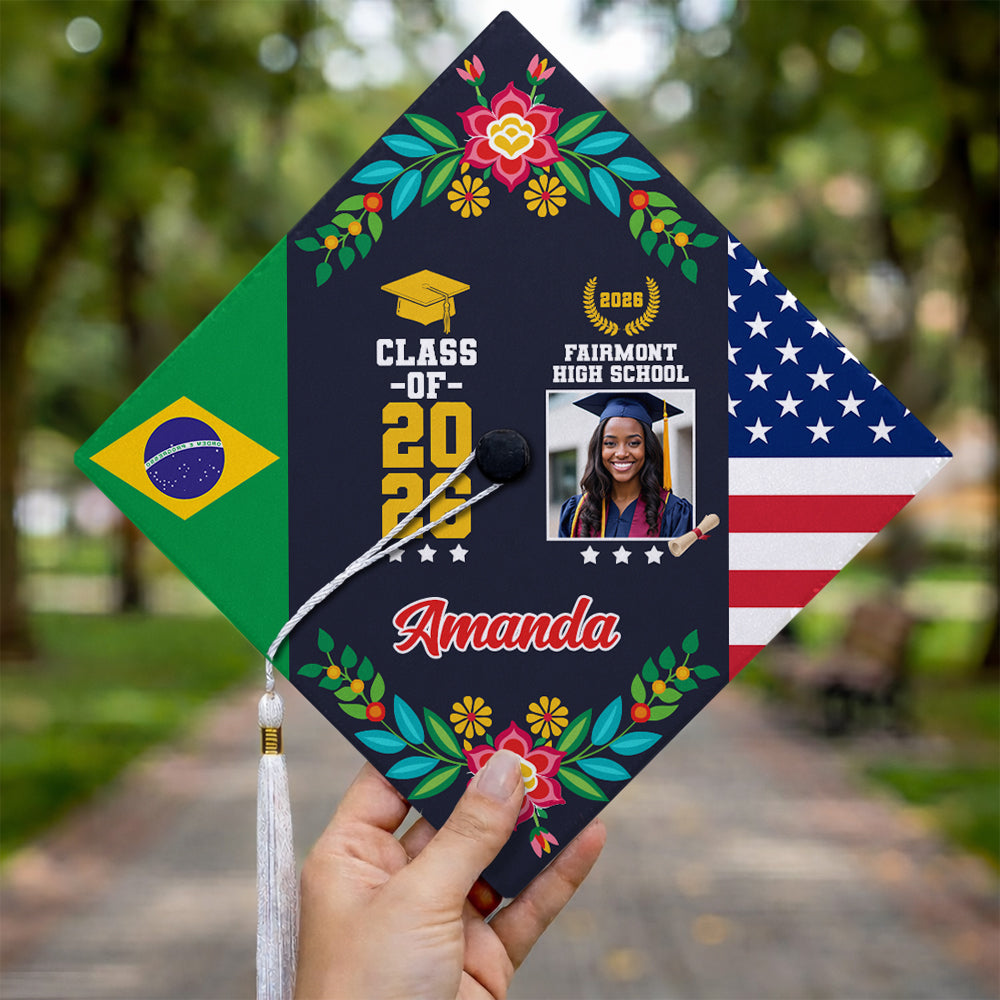 Personalized Country Flag Graduation Cap Topper Class of 2026 Gift CH07 910900