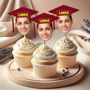 Custom Face Photo With Graduation Hat Cupcake Toppers For Party TH10 892497