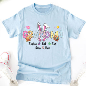 Easter Bunny Coquette Bow Gift For Family Custom Grandma And Kids Bright Shirt CH07 895354
