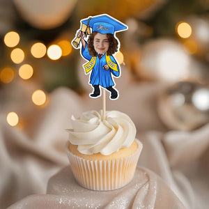 Custom Photo Graduate Personalized Cupcake Toppers Graduation Day Party Decor CH07 895328