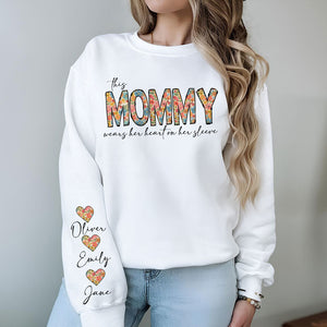 This Grandma Wears Her Heart On Her Sleeve Sweatshirt Personalized Gift For Mother's Day HO82 893630