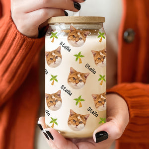 Custom Dog Cat Face Glass Can Funny Gift For Dog Lovers Cat Lovers CH07 895618