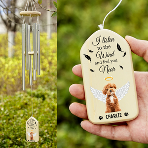 Forever in My Heart, Never Forgotten Custom Photo Dog Cat Memorial Wind Chimes CH07 895424