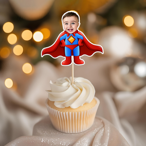 Custom Superheroes Photo Cupcake Toppers Peronalized Birthday Gift CH07 895348