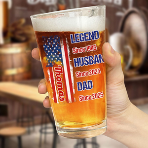 Personalized Legend Husband Dad Papa US Flag Beer Glass CH07 895846