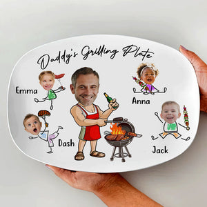 Custom Funny Face Daddy's Grilling Plate Platter Father's Day Gift CH07 895866