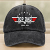 Custom Kid Name Personalized Top Papa American Washed Denim Baseball Cap CH07 896012