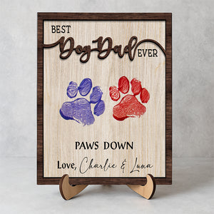 Best Cat Dad Ever Hands Down 2-Layered Wooden Plaque With Stand For Cat Lover TH10 894033
