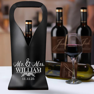 Personalized Wedding Leather Wine Bag Engagement Gift, Wedding Gift for Bride & Groom CH07 896540