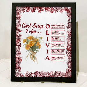 Custom Name Letter God Says I Am Flower Toile De Jouy Style Picture Frame LM32 895389