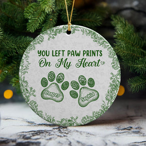 Personalized You Left Paw Prints On My Heart Toile De Jouy Style For Dog Lover Ceramic Ornament HA75 897154