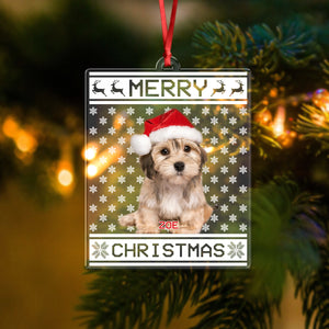 Custom Dog Cat Photo Merry Christmas Acrylic Ornament CH07 896618