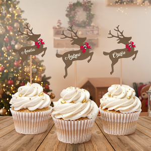 Custom Name Reindeer Cupcake Toppers For Christmas TH10 894755