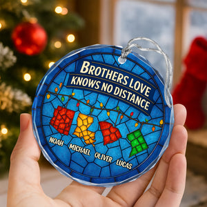 Personalized Gift Family Love Knows No Distance Glass Ornament LM32 895627