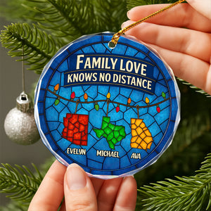 Personalized Gift Family Love Knows No Distance Glass Ornament LM32 895627