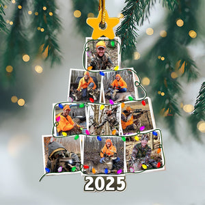 Custom Photo Christmas Tree For Hunting Lover Acrylic Ornament N304 890107