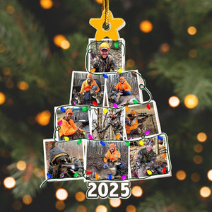 Custom Photo Christmas Tree For Hunting Lover Acrylic Ornament N304 890107