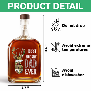 Custom Photo Best Buckin' Dad Ever Personalized Whiskey Bottle For Deer Hunter HA75 898140