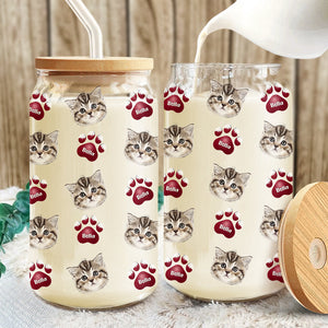 Custom Face Dog Cat With Paw Glass Can With Lid Gift For Dog Cat Lover HA75 898336