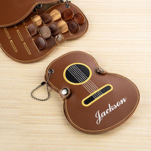 Personalized Guitar-Shaped PU Leather Guitar Picks Storage Case And Key Ring Gift for Guitar Player HA75 898500