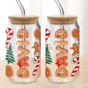 Custom Name With Christmas Decor Glass Can With Lid Gift TH10 896615