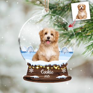 Custom Dog Photo Snowball Acrylic Ornament Christmas Gift For Dog Lovers CH07 896808