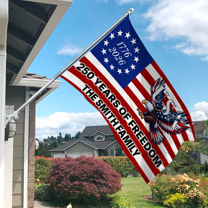 Custom Family Name 250 Years Of Freedom Eagle Patriotic 1776–2026 Banner House Flag HA75 898796