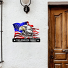 Custom Family Name Eagle & American Flag Monogram Metal Sign LM32 897901