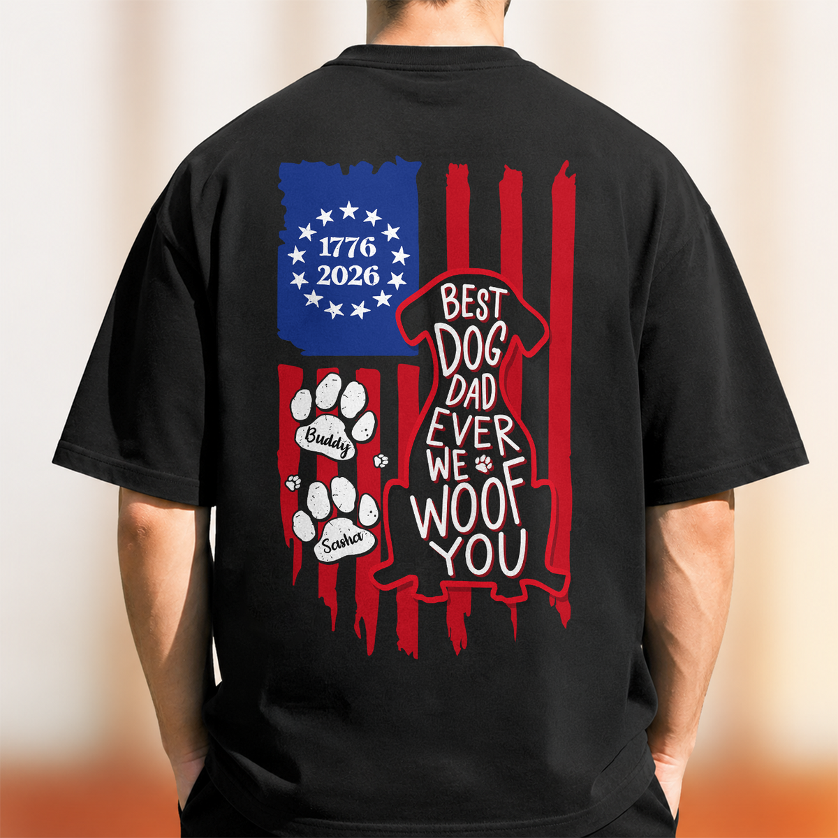 Personalized Best Dog Dad Ever We Woof You With US Flag Back Comfort Shirt - Gift For Dog Lovers HO82 902862