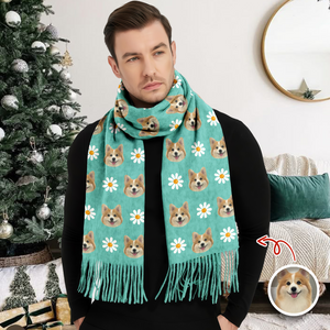 Custom Face Photo With Icon Wool Scarf Christmas Gift For Dog Lovers LM32 897479