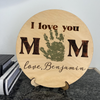 Personalized Dad, Mom Handprint Keepsake Gift 2-Layered Wooden Plaque TH10 898763