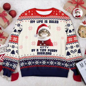 Custom Cute Cat Photo Ruled By Tiny Furry Overlord Ugly Sweater LM32 895585