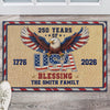 Personalized Family Name 250 Anniversary 1776 - 2026 USA Patriotic Faux Pattern Doormat - 2D Printed Not Embroidered Patriotic America Decor HO82 901582
