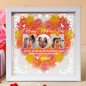 Custom Photo Happy Mother's Day Heart Flower Shadow Box HO82 893610