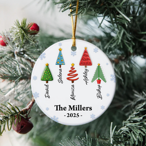 Personalized Family Christmas Tree 3D Inflated - Personalized Circle Ceramic Ornament LM32 895899