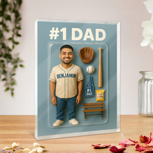 Custom Photo 3D Effect Baseball #1 Dad Acrylic Block Plaque, Unique Keepsake HO82 893908