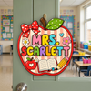 Personalized Apple Teacher Welcome Door Sign, Custom Name Classroom Door Hanger, Back to School Gift CH07 180038