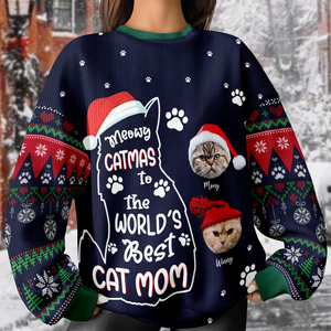 Custom Photo Meowy Catmas To The World Cat Ugly Sweater CH07 899462