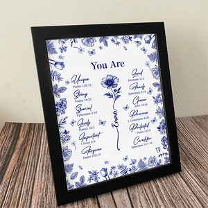 God Says You Are Christian Gift Toile De Jouy Birth Flower - Personalized Picture Frame TH10 894795