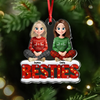 Snowy Brick Wall Besties Sisters Personalized Gift For Christmas Acrylic Ornament LM32 895947