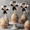 Custom Funny Face Graduation Decoration Cupcake Toppers HA75 920066