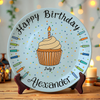 Custom Name Happy Birthday Cake & Candles Ceramic Plate - Personalized Birthday Gift LM32 669411