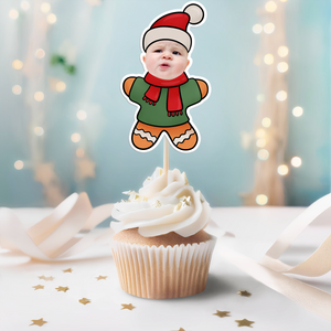 Custom Photo Cute Gingerbread Cupcake Topper Christmas Gift For Family CH07 896358