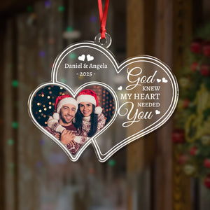 Custom Photo God Knew My Heart Needed You - Personalized Custom Shaped Acrylic Ornament For Couple LM32 895903