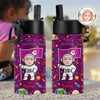 Personalised Photo Cute Astronaut Galaxy Kid Water Bottle with Positive Affirmations Phrase, Back To School Gift for Kids HO82 902976