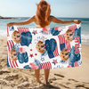 Custom Dog Photo Independence Day Beach Towel CH07 895812